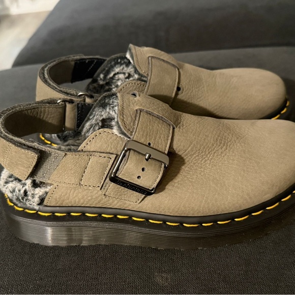 Dr. Martens Beige/olive Leather Buckle Loafers - Picture 1 of 5